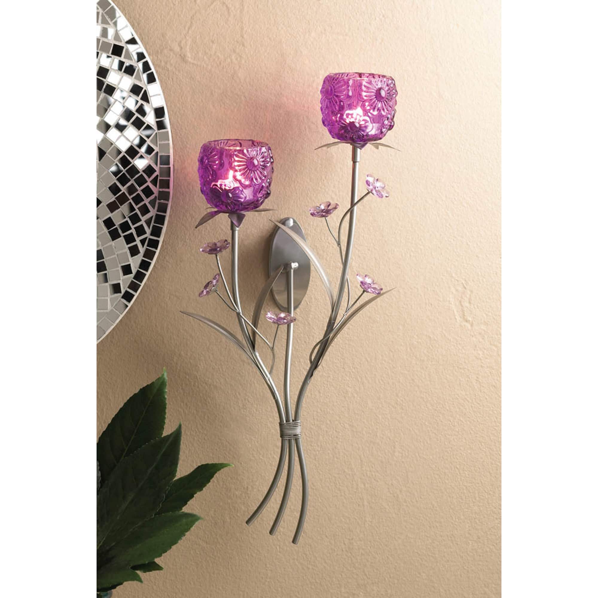 17.25" Fuchsia Blooms Candle Wall Sconce